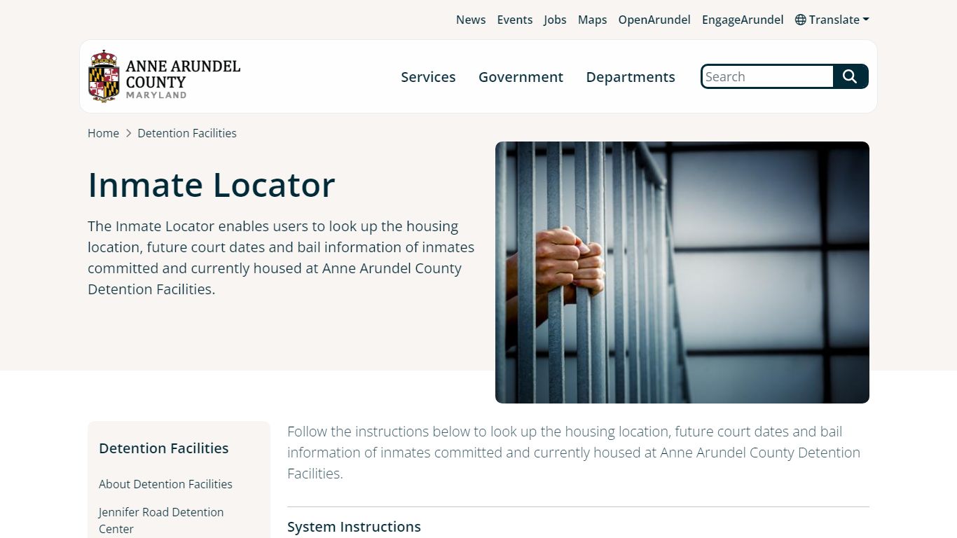 Inmate Locator | Anne Arundel County Government